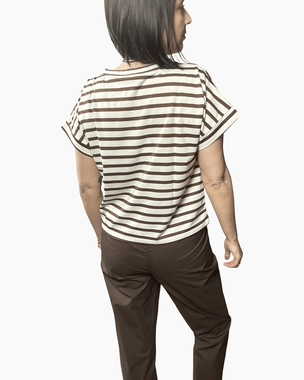 T-SHIRT RIGATA TASCA PAILLETTES SUSY MIX - XE BLU ABBIGLIAMENTO