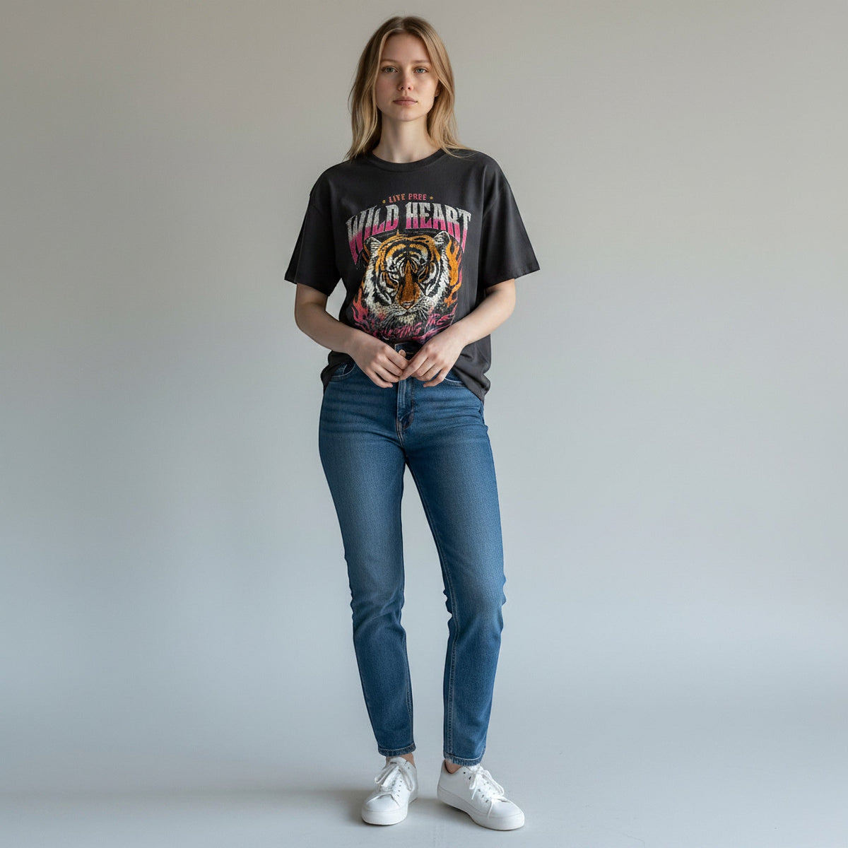 T-SHIRT TIGRE VICOLO - XE BLU Abbigliamento Donna