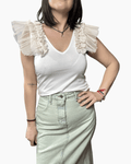TOP CON TULLE HAVEONE - XE BLU ABBIGLIAMENTO