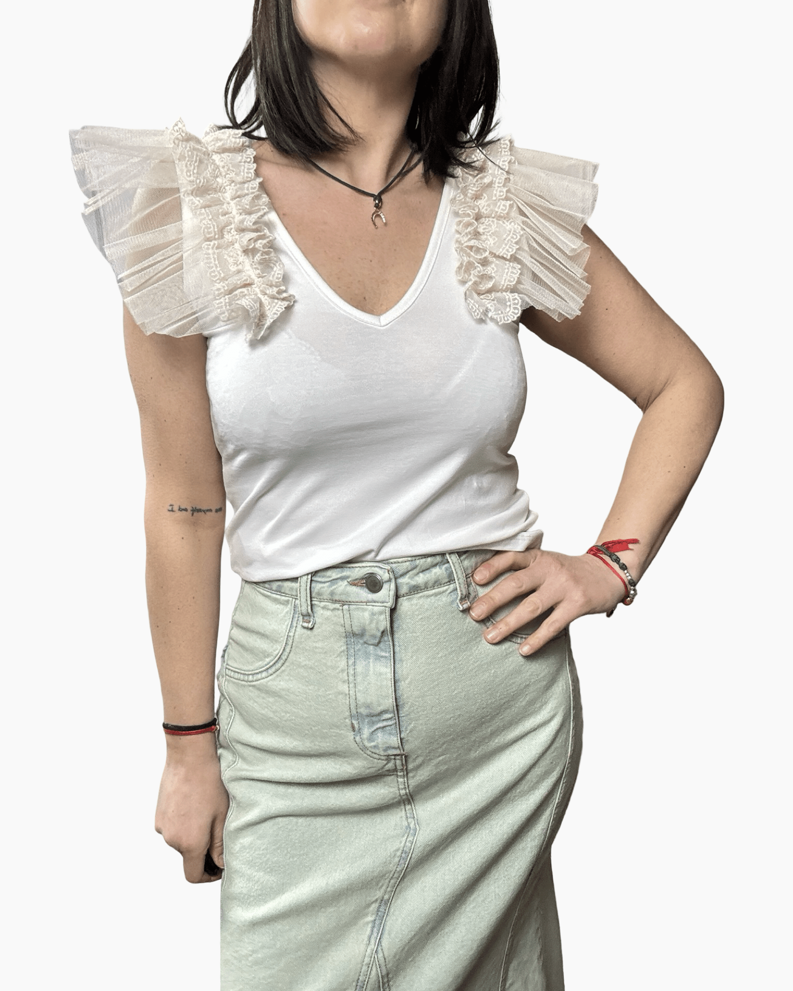 TOP CON TULLE HAVEONE - XE BLU ABBIGLIAMENTO