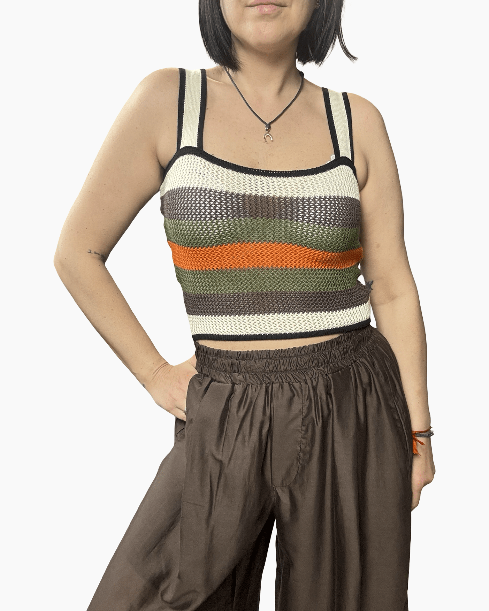 TOP RIGATO IN CROCHET VICOLO - XE BLU ABBIGLIAMENTO