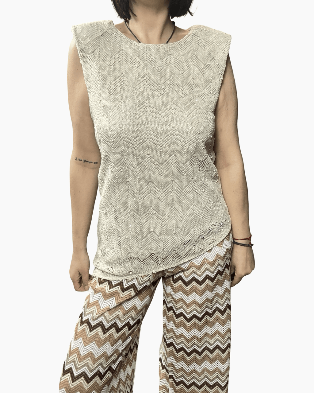 TOP SBIEGO IN PIZZO CON MICROPAILLETTES SUSY MIX - XE BLU ABBIGLIAMENTO