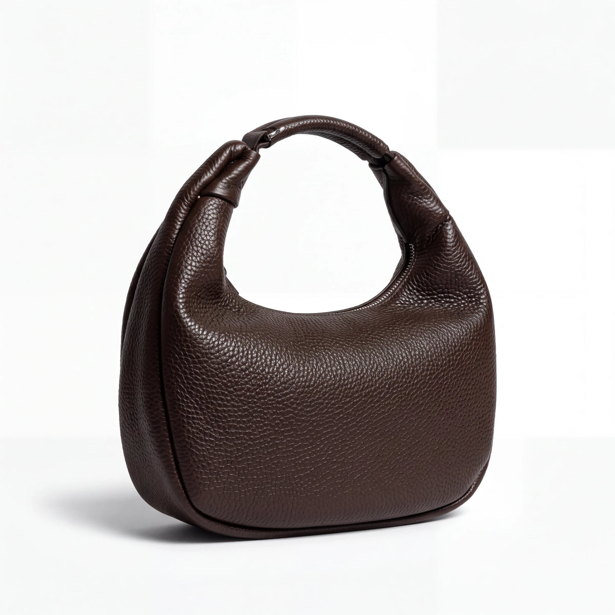 Borsa a mano XE BLU Abbigliamento Donna in vera pelle marrone con design a mezzaluna e manico strutturato