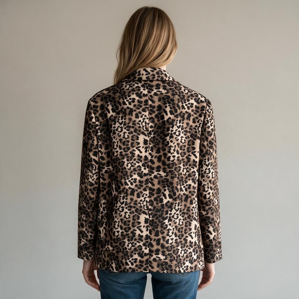 Giacca Haveone XE BLU Abbigliamento Donna monopetto oversize con stampa maculata e vestibilità comoda vista posteriore