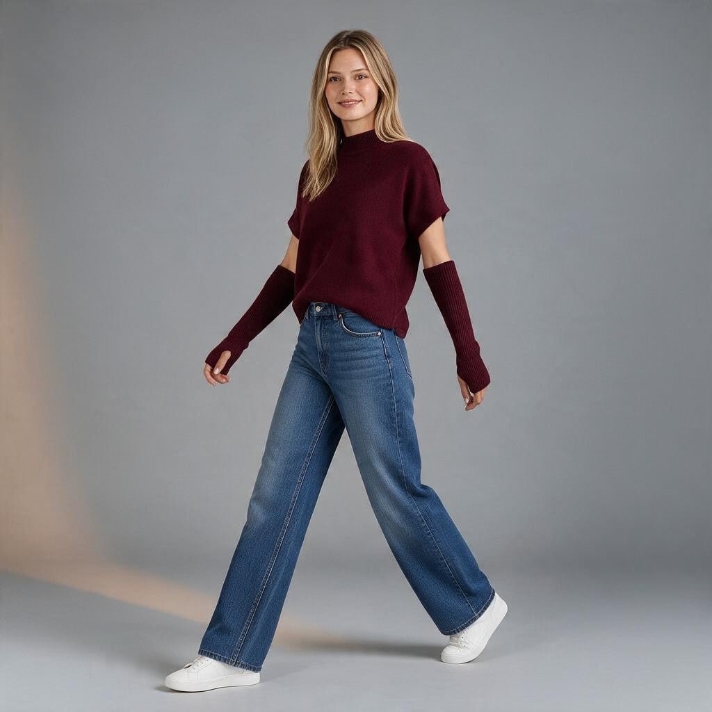 MAGLIA CON MANICOTTO SUSY MIX - XE BLU Abbigliamento Donna